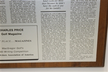 Charles Price's 1983 'The Haig and I: Part 2' GWAA First Place Plaque - Writing Competition