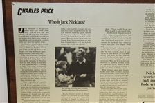 Charles Price's 1990 'Who is Jack Nicklaus?' GWAA First Place Plaque - Writing Competition