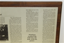 Charles Price's 1990 'Who is Jack Nicklaus?' GWAA First Place Plaque - Writing Competition