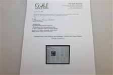 Charles Price's 1990 'Who is Jack Nicklaus?' GWAA First Place Plaque - Writing Competition