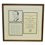 Charles Prices 1988 One of 100 Heroes of the First Century of Golf Award - Framed