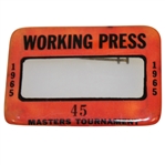 1965 Masters Tournament Working Press Badge #45 - Jack Nicklaus Winner