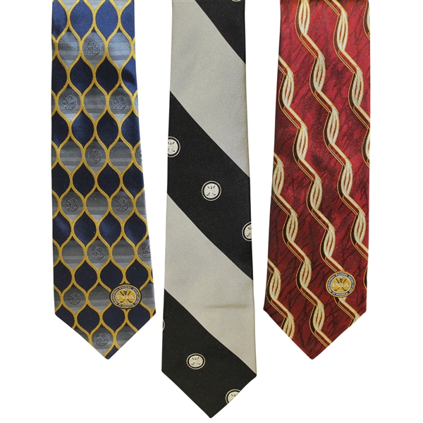 Three PGA of America Golf Ties - Blue/Gold, Black/Silver, & Red/Swirl