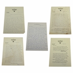 Herbert Warren Wind Five Signed Letters to Charles Price JSA ALOA