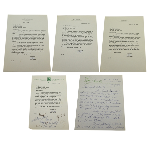 Leo Fraser Signed Five Letters to Charles Price JSA ALOA