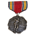1918 Philadelphia Golf Club Sterling Silver War Chest Medal Won by E. A. Crowe with Ribbon