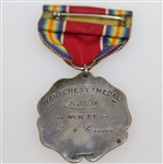 1918 Philadelphia Golf Club Sterling Silver War Chest Medal Won by E. A. Crowe with Ribbon