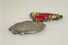 1918 Philadelphia Golf Club Sterling Silver War Chest Medal Won by E. A. Crowe with Ribbon