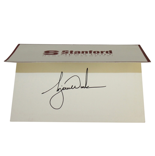 Tiger Woods Signed Stanford Mens Golf Home of Champions Card JSA ALOA