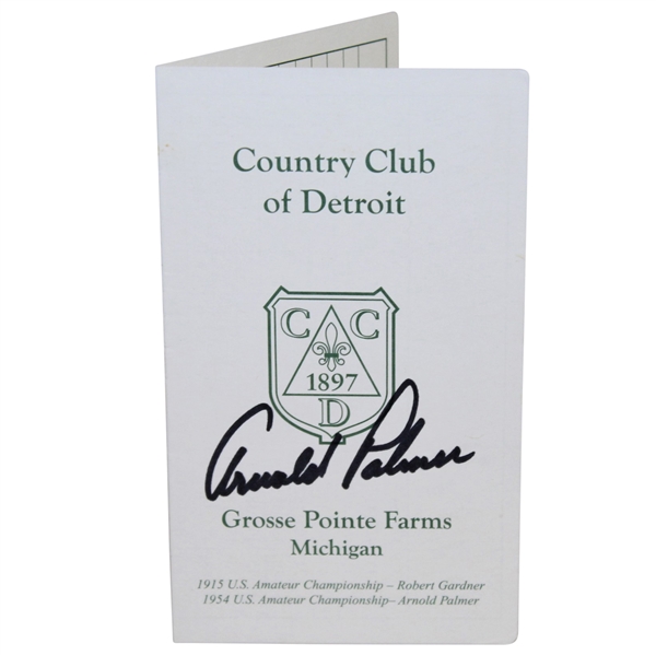 Arnold Palmer Signed Country Club of Detroit Scorecard - 1954 U.S. Amateur Win Site! JSA ALOA