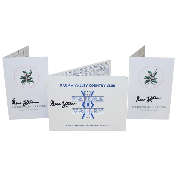 Gene Littler Signed Pauma Valley CC & Two Laurel Valley GC Scorecards JSA ALOA