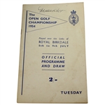 1954 The Open at Royal Birkdale Official Tuesday Programme - Peter Thomson Winner