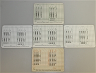 Five Unused Augusta National Golf Club Scorecards - Various Years