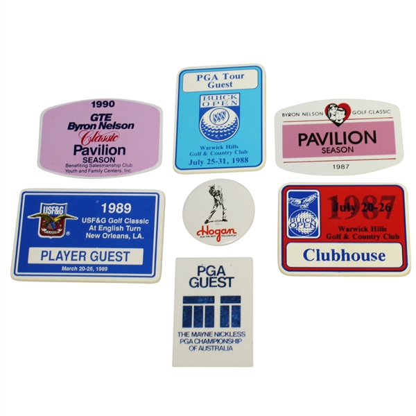 Buick Open, Byron Nelson Golf Classic, Hogan, USF & G, Australian PGA, etc Guest Badges