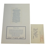 Barbara Sinatra Signed Condolence Thank You Response to Doug Sanders PSA/DNA #AG01100