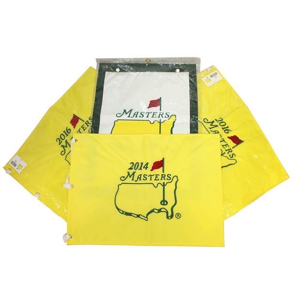 2014 & Two 2016 Masters Embroidered Flags with Undated Masters Garden Flag