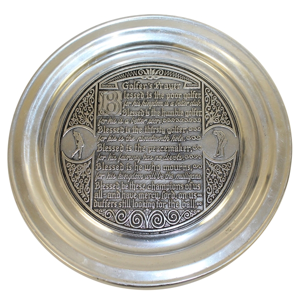 Classic Golfers Prayer Engraved Wilton Pewter Plate 