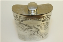 Pebble Beach Sheffield Pewter Flask with Course Layout