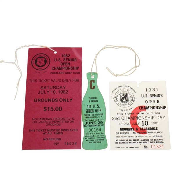 First Three US Senior Open Tournament Tickets - 1980, 1981, & 1982