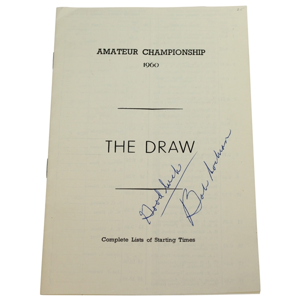 1960 British Amateur Championship Complete Lists of Starting Times Draw Sheet