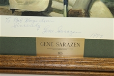 Gene Sarazen Signed 1935  at Augusta Art Piece with Pers., Dated 1972 - Framed JSA ALOA