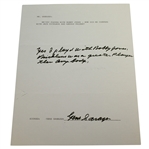 Gene Sarazen Signed & Handwritten Response Letter Comparing Jones with Nicklaus & Palmer JSA ALOA