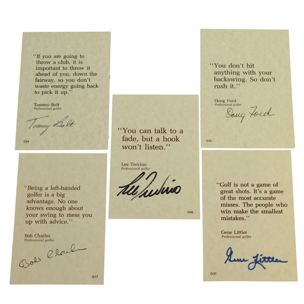 Littler, Charles, Trevino, Ford, & Bolt Signed 4x6 Golf Quote Cards JSA ALOA
