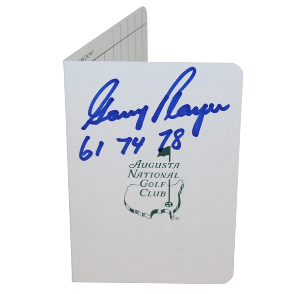 Gary Player Signed Augusta National Scorecard with Three Masters Wins Notation JSA ALOA