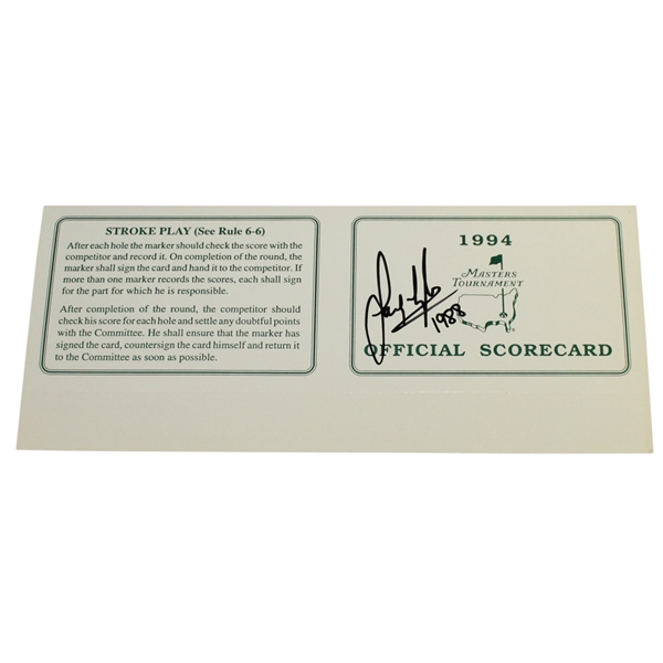 Sandy Lyle Signed Official 1994 Masters Tournament Scorecard with 1988 JSA ALOA