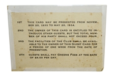 Robert Bobby T. Jones Jr. Signed Augusta National GC 1933 Guest Card-ONLY KNOWN, SPECIAL OPPORTUNITY