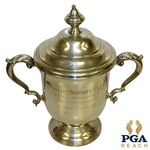  1960s Philip Morris Cup Caracas, Ven. Open Inv. Sterling Silver Loving Cup Trophy With Lid