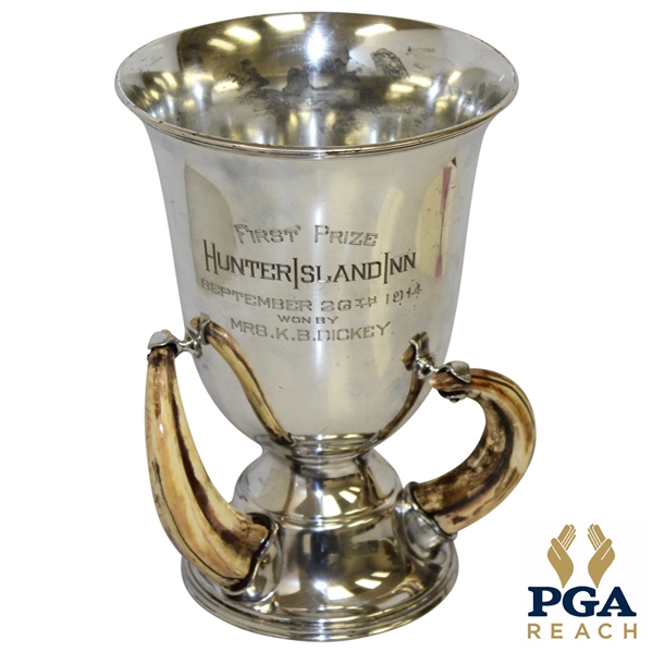 1914 Hunter Island First Prize Trophy Won by Mrs. K.B. Dickey - Bone Tusk Handles