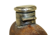 Vintage Sterling Silver, Glass & Leather Sheath Flask with Monogrammed LGW & Enameled Golfer