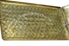 1935 Bethpage Blue (Tilly Design) Exhibition Match Silver Cigarette Case Engraved & Given to Vic Ghezzi