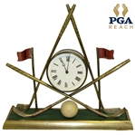 Circa 1930 Crossed Golf Clubs with Golf Flags & Golf Ball Themed Clock - Unknown Maker