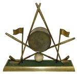Circa 1930 Crossed Golf Clubs with Golf Flags & Golf Ball Themed Clock - Unknown Maker