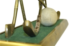 Circa 1930 Crossed Golf Clubs with Golf Flags & Golf Ball Themed Clock - Unknown Maker
