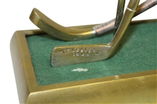 Circa 1930 Crossed Golf Clubs with Golf Flags & Golf Ball Themed Clock - Unknown Maker