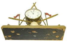 Circa 1930 Crossed Golf Clubs with Golf Flags & Golf Ball Themed Clock - Unknown Maker