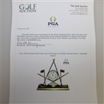 Circa 1930 Crossed Golf Clubs with Golf Flags & Golf Ball Themed Clock - Unknown Maker