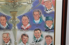2004 US Ryder Cup Team Captains Poster Signed By 15 Captains Nelson, Palmer, Nicklaus & others JSA ALOA