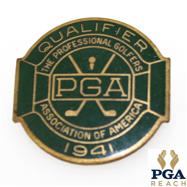1941 PGA Championship at Cherry Hills Contestant Badge - Vic Ghezzi Winner - Near Mint