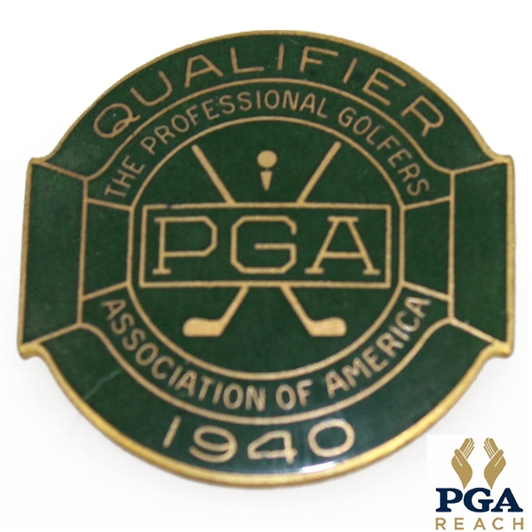 1940 PGA Championship @ Hershey C.C. Contestant Badge - Byron Nelson Winner - NRMT W/Seldom Seen Original Packaging