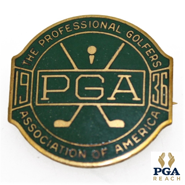 1936 PGA Champ. @ Pinehurst C.C. Contestant Badge - Denny Shute Win - NRMT, W/Seldom Seen Original Packaging!