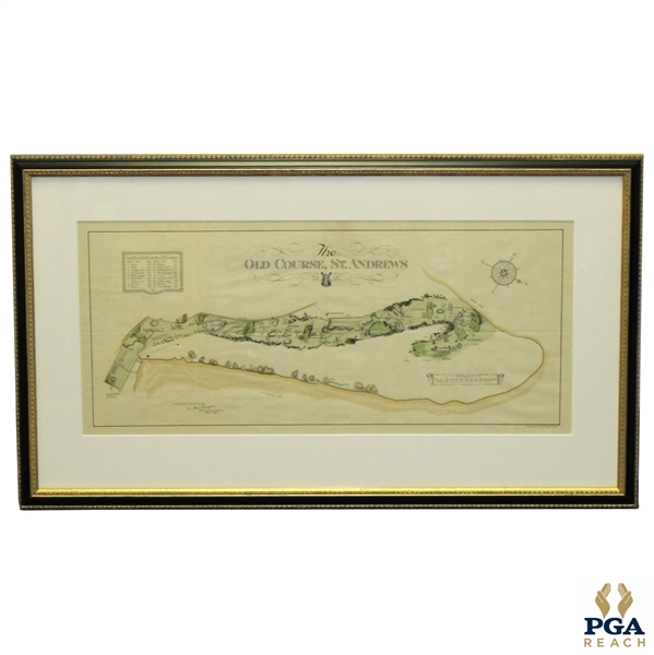 The Old Course at St.Andrews Map Surveyed & Depicted By Alister MacKenzie - March 1924