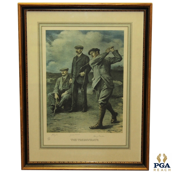 JH Taylor, James Braid, & Harry Vardon The Triumvirate Limited Edition Lithograph 256/300 - Framed
