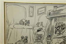 1905 Original 'Mice at Play' Pen And Ink Golf Illustration for PUCK Magazine Signed by J.S. Pughe