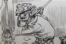 1905 Original 'Mice at Play' Pen And Ink Golf Illustration for PUCK Magazine Signed by J.S. Pughe