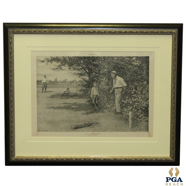 Harpers Weekly "Ive Played Thirteen" Sept. 17, 1898 Double Page Centerfold by A. B. Frost - Framed