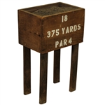 Circa 1900 Sand Tee Box - 18th Hole - Stenciled 375 Yards, Par 4, with Sand